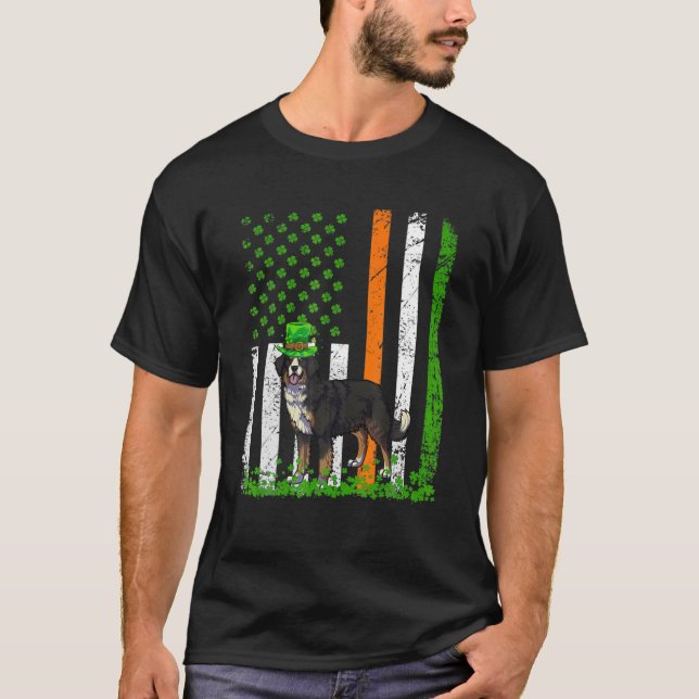 Camiseta Bernese Mountain Dog St Patricks Day Irlanda Améri (Anverso)