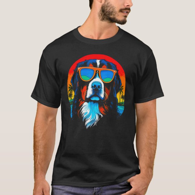 Camiseta Bernese Mountain Dog Sunglasses Summer (Anverso)