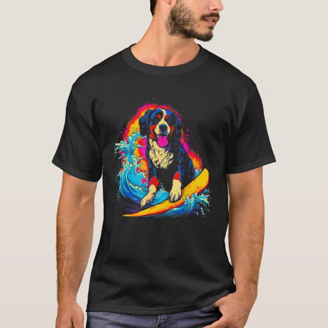 Camiseta Bernese Mountain Dog Surfer (Anverso)