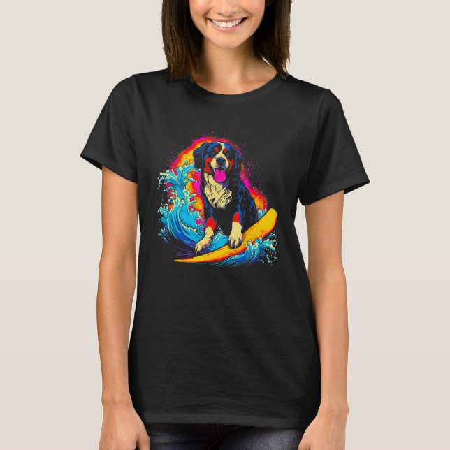 Camiseta Bernese Mountain Dog Surfer (Anverso)