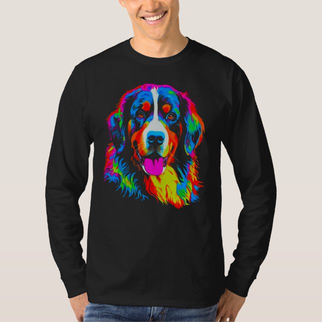 Camiseta Bernese Mountain Dog Yellow Pink Orange Blue Green (Anverso)