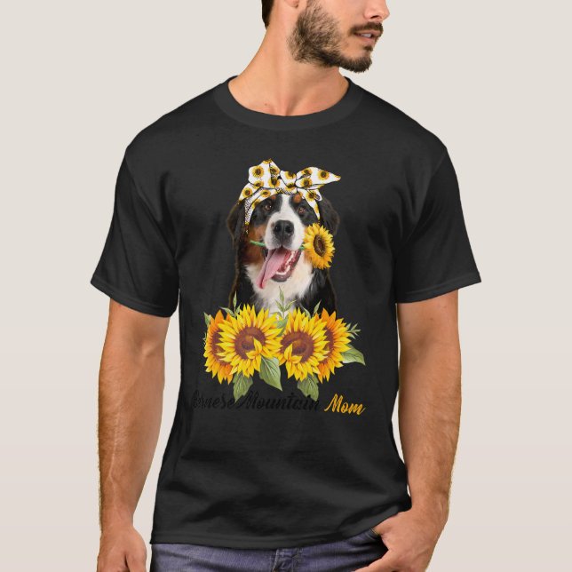 Camiseta Bernese Mountain Mom Sunflower Summer Dog Mom Mama (Anverso)