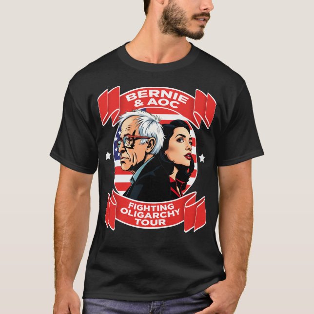 Camiseta Bernie Sanders y la AOC en gira de lucha contra la (Anverso)