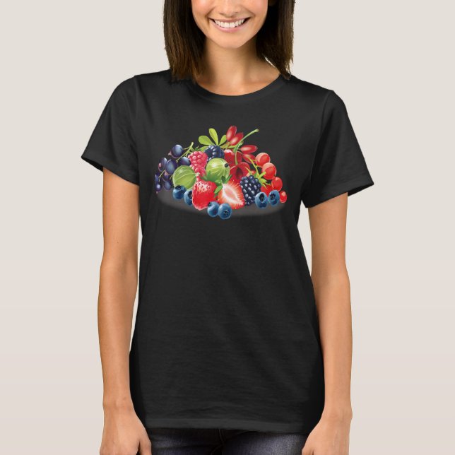 Camiseta Berries All Kinds Fresa Blueberry Raspberry (Anverso)