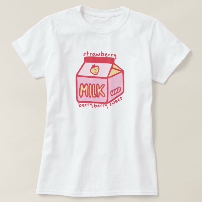 Camiseta Berry Berry Sweet Strawberry Milk (Diseño del anverso)
