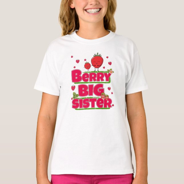 Camiseta Berry Big Sister - Cute Fresa Pun (Anverso)