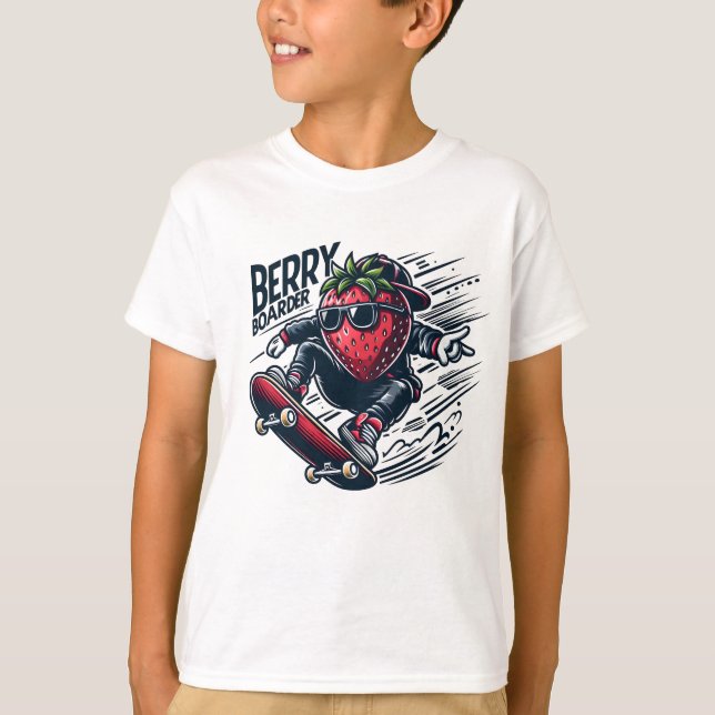 Camiseta Berry Boarder - Skateboarding Strawberry (Anverso)