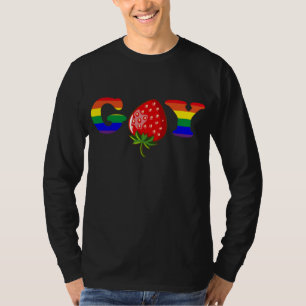 Camiseta Berry de fruta con la bandera gay de fresa pura Or
