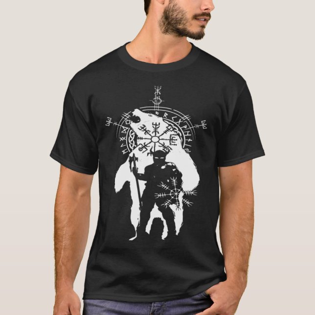 Camiseta Berserk Bear Warrior Odin Runes Norse Compass Viki (Anverso)