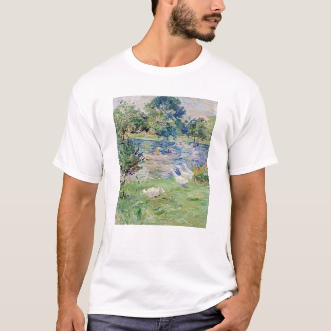 Camiseta Berthe Morisot - Chica en un bote con Geese (Anverso)