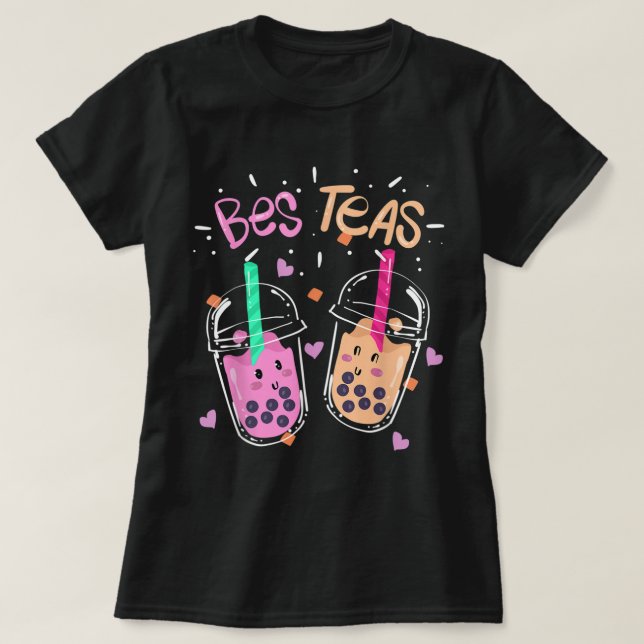 Camiseta Bes Teas Besties Boba Tea Bubble Tea Kawaii Mejor  (Diseño del anverso)