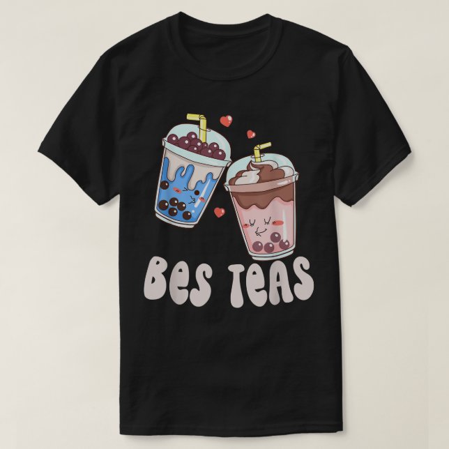 Camiseta Bes Teas Besties Cute Kawaii Bubble Tea Boba Mejor (Diseño del anverso)