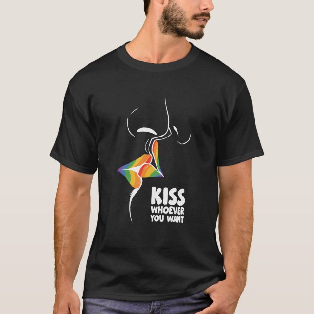 Camiseta Besa a quien quieras diversidad pansexual lesbiana (Anverso)