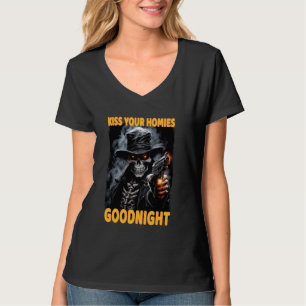 Camiseta Besa a tus hogares Buenas noches Cringe Skeleton
