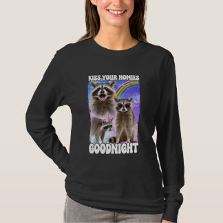 Camiseta Besa a tus homólogos Buenas noches Raccoon