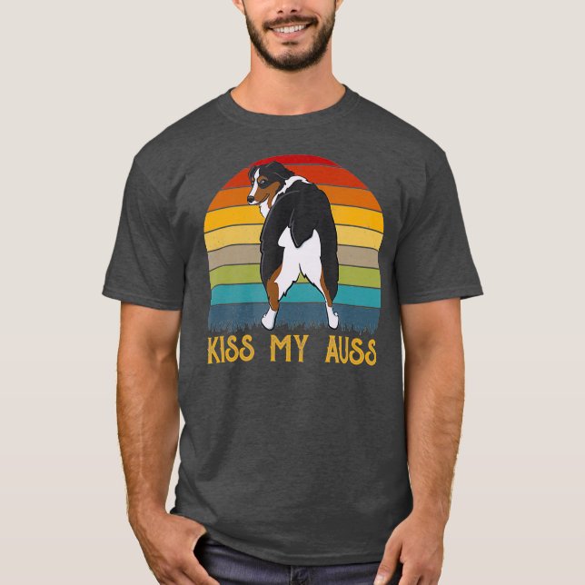 Camiseta Besa mi divertido Aie Mom Australian Shepherd 70 (Anverso)