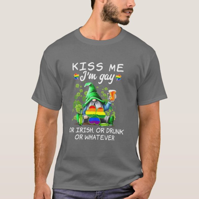 Camiseta Besa, soy gay, irlandés, ebrio o cualquier otro LG (Anverso)