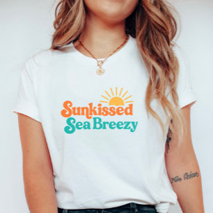 Camiseta Besado por el sol Brisa marina; Retro Inspirado en