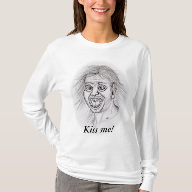 Camiseta ¡Bésame! - Bleistiftzeichnung (Anverso)