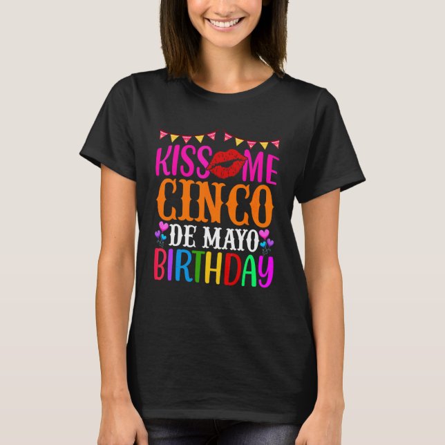 Camiseta Bésame Cinco De Mayo Cumpleaños Sombrero Maraca B  (Anverso)