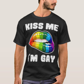 Camiseta Bésame los labios de arco iris LGBTQ gay _1