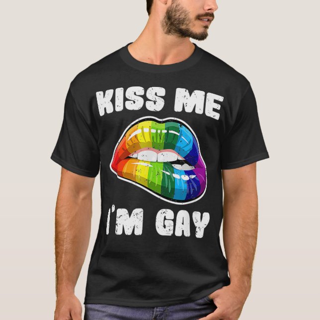 Camiseta Bésame los labios de arco iris LGBTQ gay _1 (Anverso)
