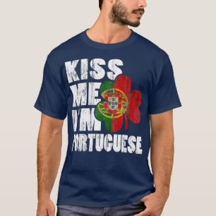 Camiseta Bésame mi bandera de shamrock irlandesa portugues