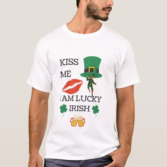 Camiseta Bésame soy afortunado irlandés (Anverso)