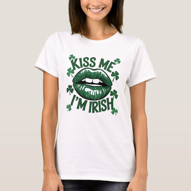 Camiseta Bésame soy el Día de San Patricio Irlandés (Anverso)
