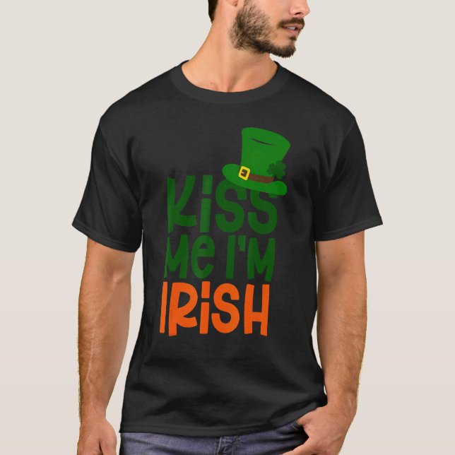 Camiseta Bésame Soy el día irlandés de Leprechaun Gorra St  (Anverso)
