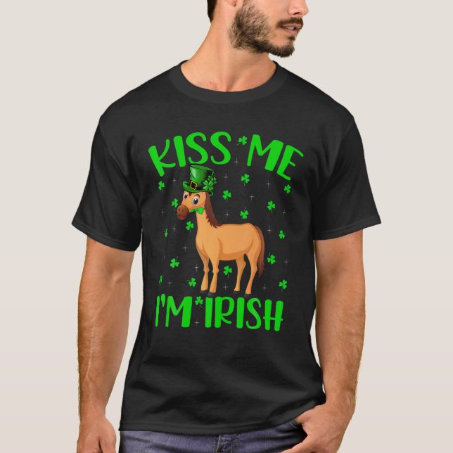 Camiseta Bésame Soy el Gorra irlandés Leprechaun Horse St.  (Anverso)