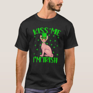Camiseta Bésame Soy el Gorra irlandés Leprechaun Sphynx Cat