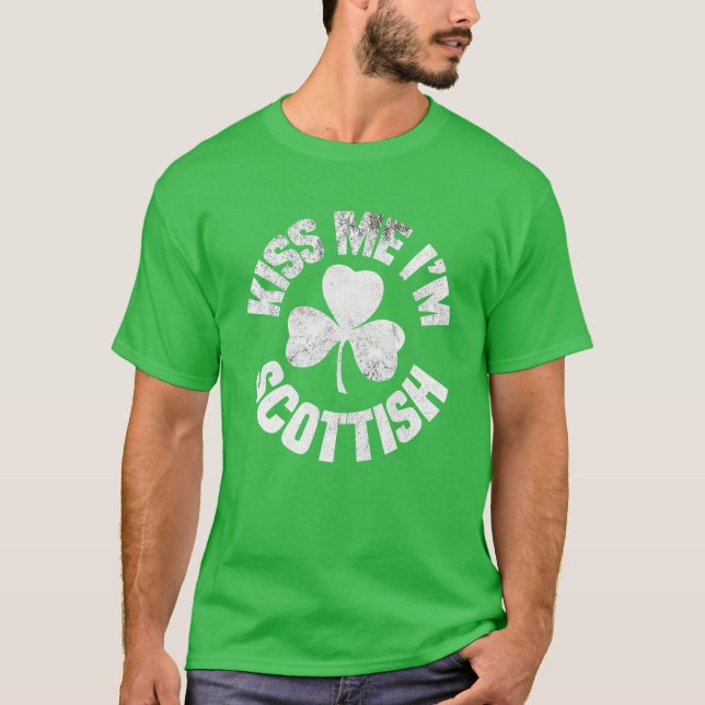 Camiseta Bésame soy escocés Día de San Patricio Gracioso Ir (Anverso)