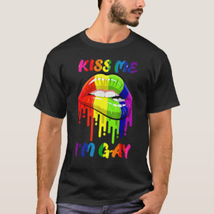 Camiseta Bésame soy Gay Lgbt Orgullo de los labios arcoiris