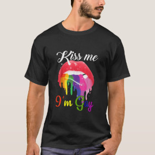 Camiseta Bésame soy Gay LGBT Orgullo de los labios arcoíris