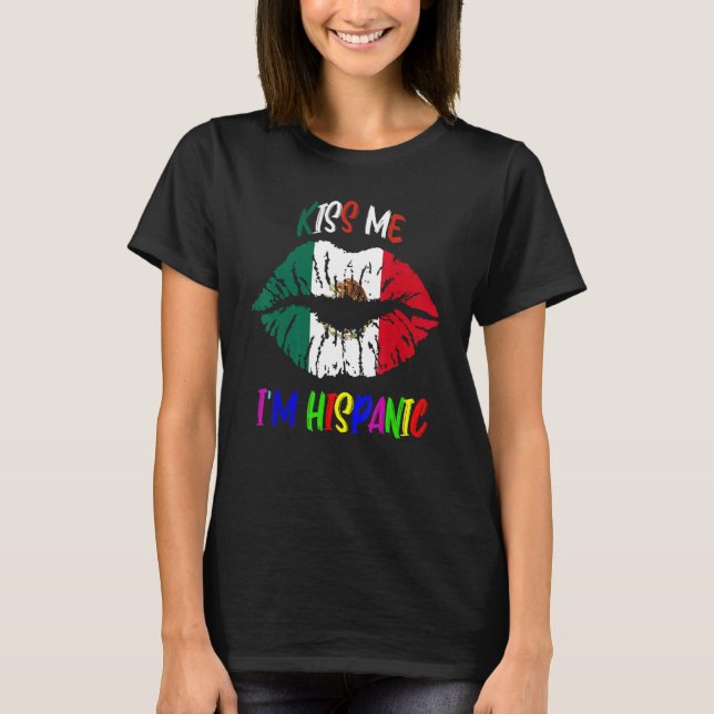 Camiseta Bésame, soy hispano bandera mexicana, herencia his (Anverso)