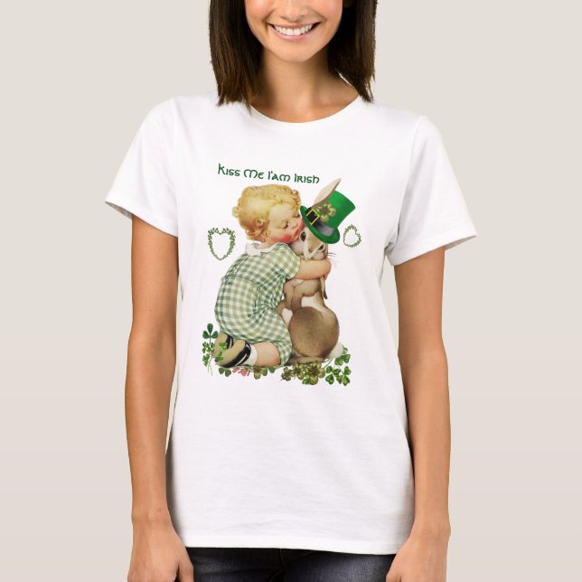 CAMISETA BÉSAME SOY IRLANDÉS/BEBÉ,CONEJO CON SOMBRERO DUEND (Anverso)