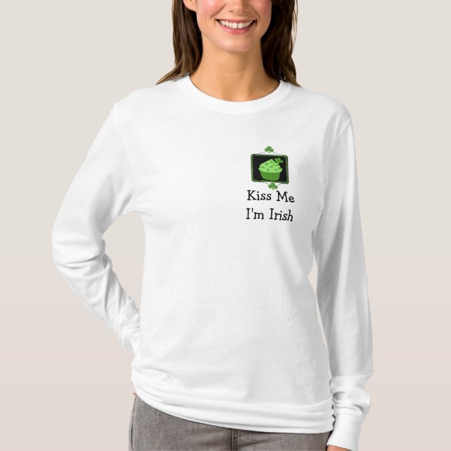 Camiseta Bésame soy irlandés - Cupcake verde con dicho (Anverso)