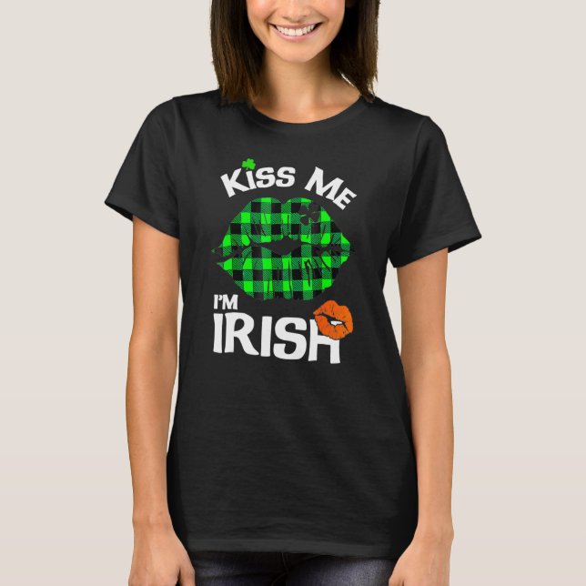 Camiseta Bésame soy irlandés de los labios de búfalo clover (Anverso)