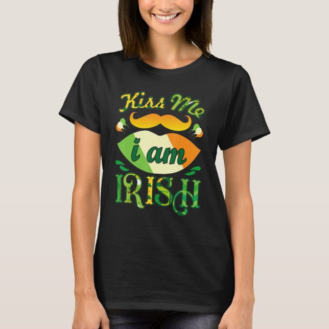 Camiseta Bésame soy irlandés Gracioso San Patricio (Anverso)
