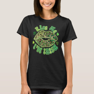 Camiseta Bésame, soy irlandés Green Gold Leopard Lip Kiss S
