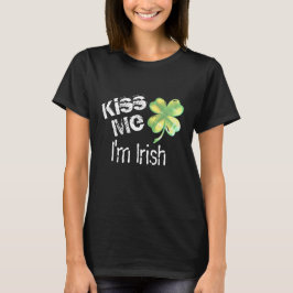 Camiseta Bésame Soy irlandés, negro y verde champú