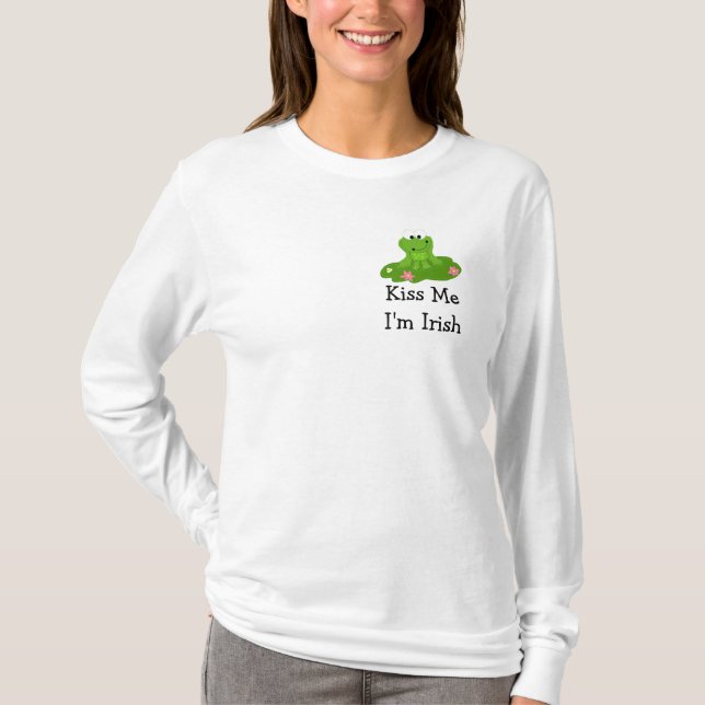 Camiseta Bésame soy irlandés - Rana verde con decir (Anverso)