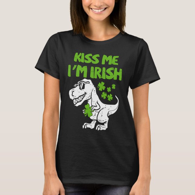 Camiseta Bésame, soy irlandés Rex Dino Patricks Day Kids To (Anverso)