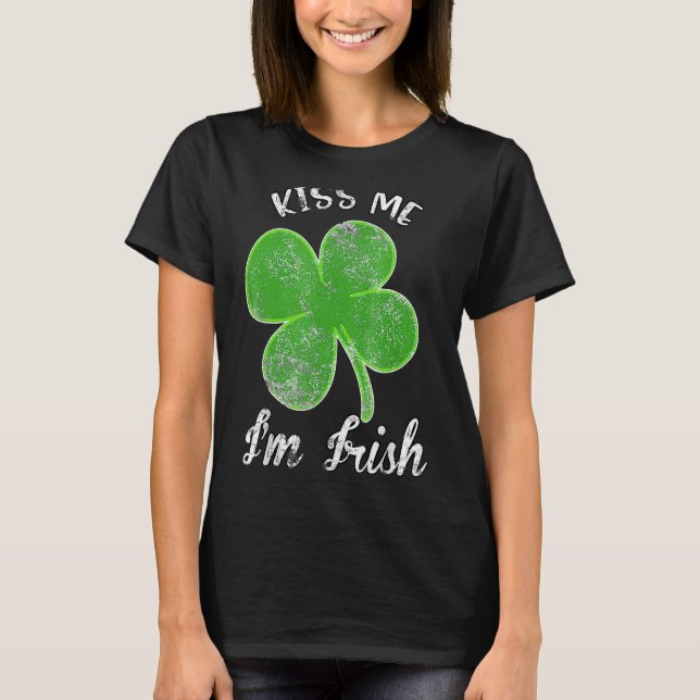 Camiseta Bésame soy irlandés Shamrock Clover Saint Patrick  (Anverso)