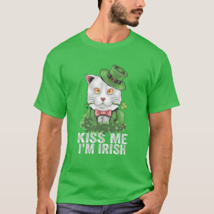 Camiseta Bésame soy irlandés St Patricks Day Cat Green