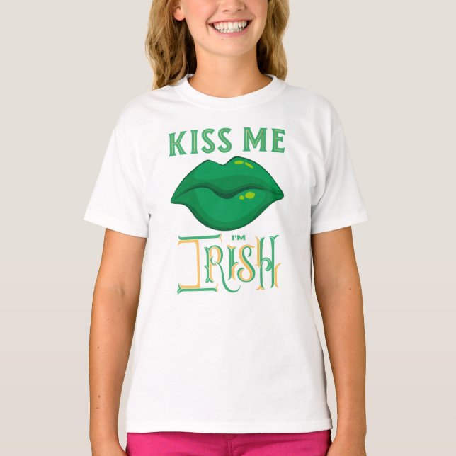 Camiseta Bésame soy irlandés St. Patrick's Day Green Shamro (Anverso)