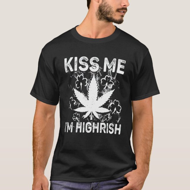 Camiseta Bésame Soy la hoja de alto nivel Leprechaun Weed L (Anverso)