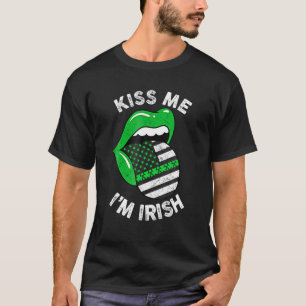 Camiseta Bésame soy los Green Lips irlandeses Bandera Ameri
