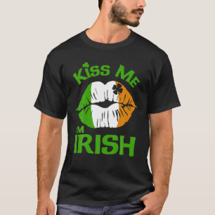 Camiseta Bésame soy los labios irlandeses afortunados Shamr